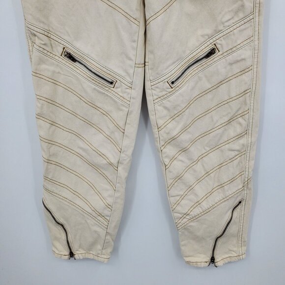 BDG‎ Low Rise Cream Tapered Moto Zipper Jeans Size 26 - Picture 11 of 12